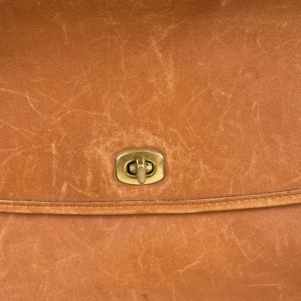 Vintage 90s Coach Lexington Briefcase British Tan Leather USA Messenger Bag 5265